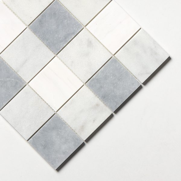 Allure Light, Snow White, Glacier Honed 4x4 Marble Mosaic 16x16 - MS01718 - Image 4