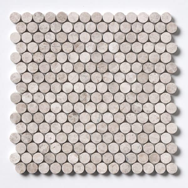 Marble Systems - Silver Shadow Honed Penny Round Marble Mosaic 11 1/4x11 3/4 - MS01914