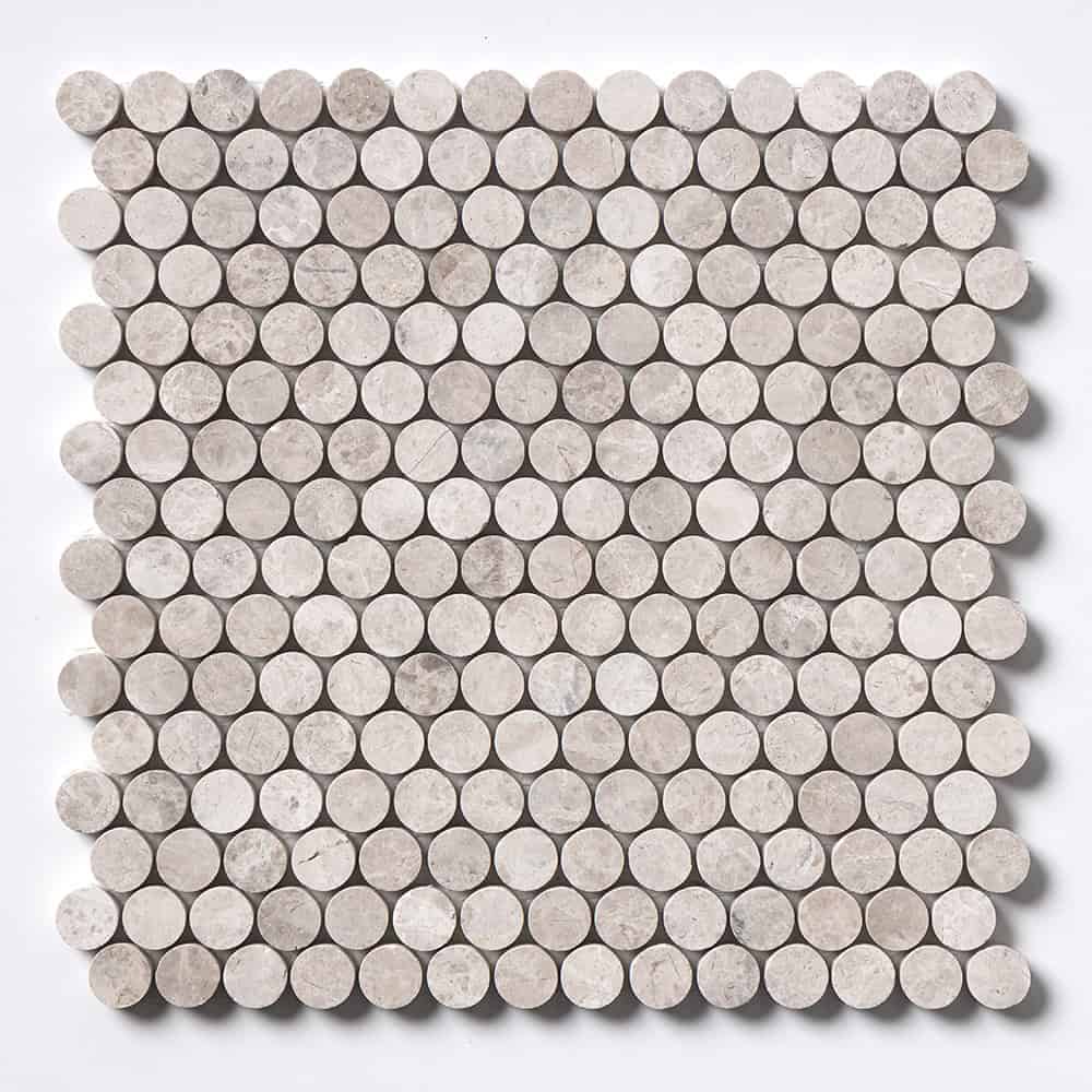 Marble Systems - Silver Shadow Honed Penny Round Marble Mosaic 11 1/4x11 3/4 - MS01914