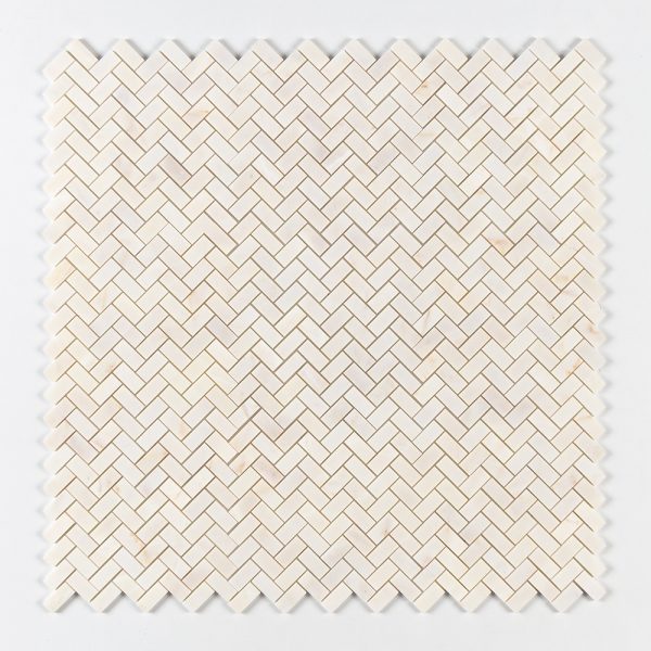 Calacatta Amber Honed Herringbone 1x2 Marble Mosaic 12x12 - MS01995 - Image 2