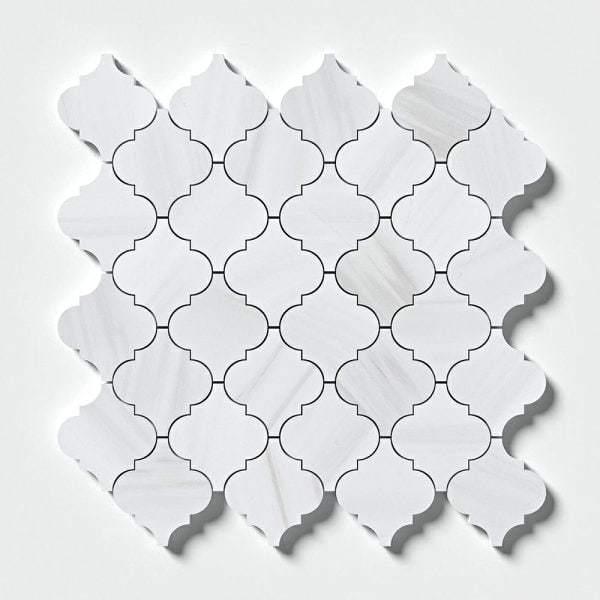 Marble Systems - Bianco Dolomiti Classic Honed Meshed Arabesque Marble Mosaic 11 5/8x12 - MS02022