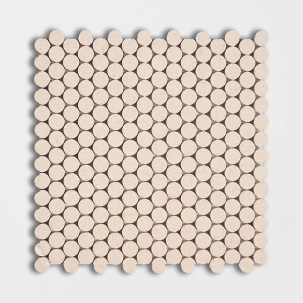 Marble Systems - Champagne Honed Penny Round Limestone Mosaic 11 1/4x11 3/4 - MS02075