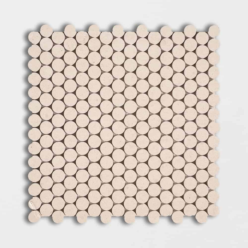 Marble Systems - Champagne Honed Penny Round Limestone Mosaic 11 1/4x11 3/4 - MS02075