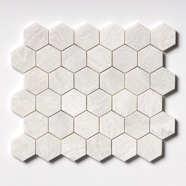 Marble Systems - Iceberg Honed Hexagon 2 Marble Mosaic 10 3/8x12 - MS02119