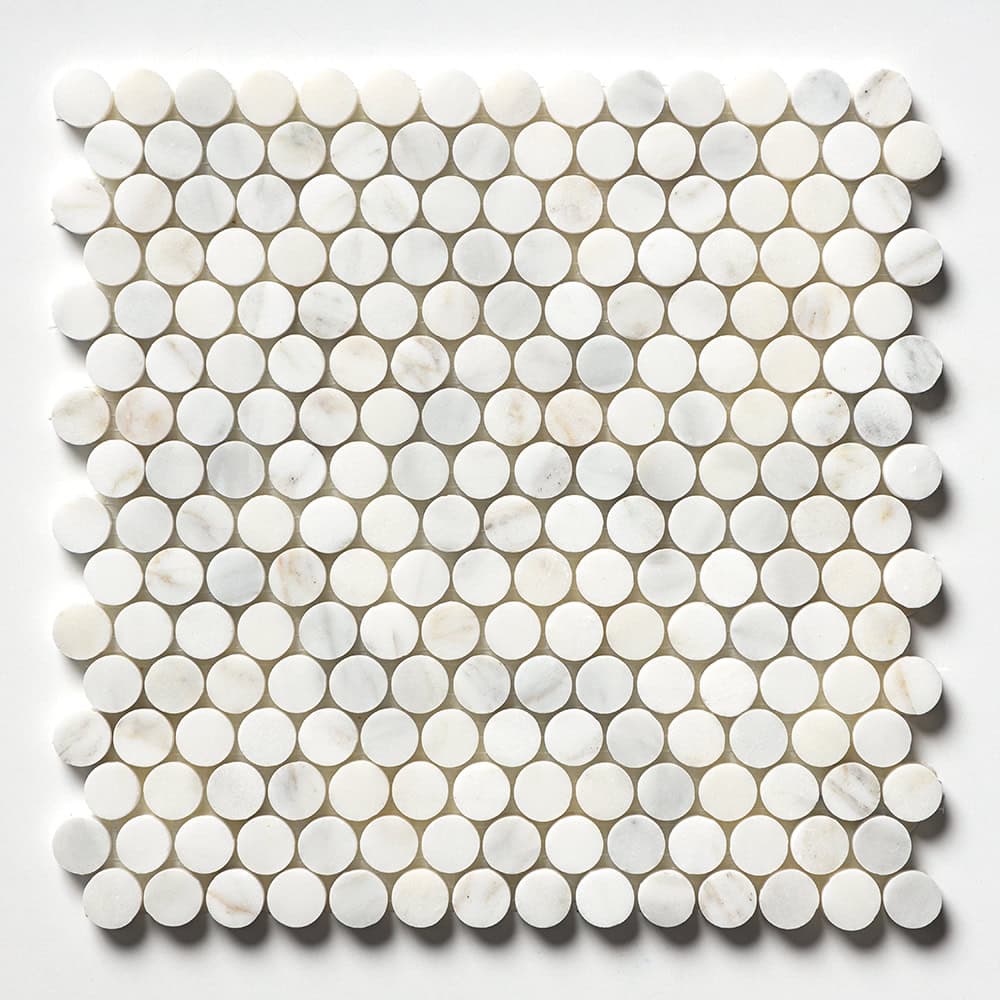 Marble Systems - Calacatta Gold Royal Honed Penny Round Marble Mosaic 11 1/4x11 3/4 - MS02167