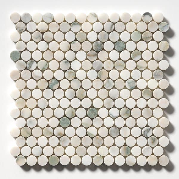 Marble Systems - Calacatta Green Honed Penny Round Marble Mosaic 11 1/4x11 3/4 - MS02168