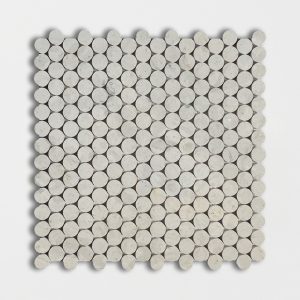 Marble Systems - Thala Gray Honed Penny Round Limestone Mosaic 11 1/4x11 3/4 - MS02170