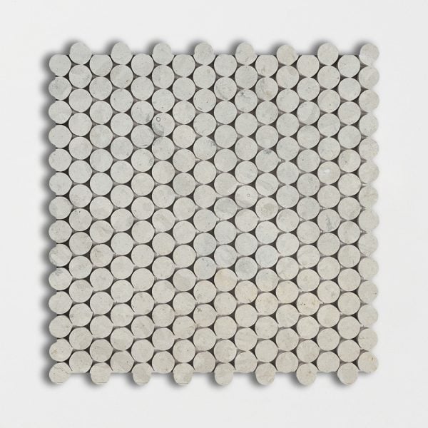 Marble Systems - Thala Gray Honed Penny Round Limestone Mosaic 11 1/4x11 3/4 - MS02170