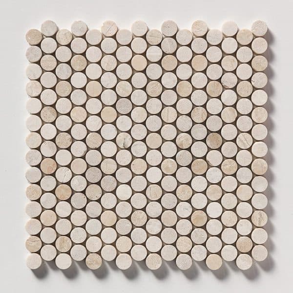 Marble Systems - Diana Royal Multi Finish Penny Round Marble Mosaic 11 1/4x11 3/4 - MS02171