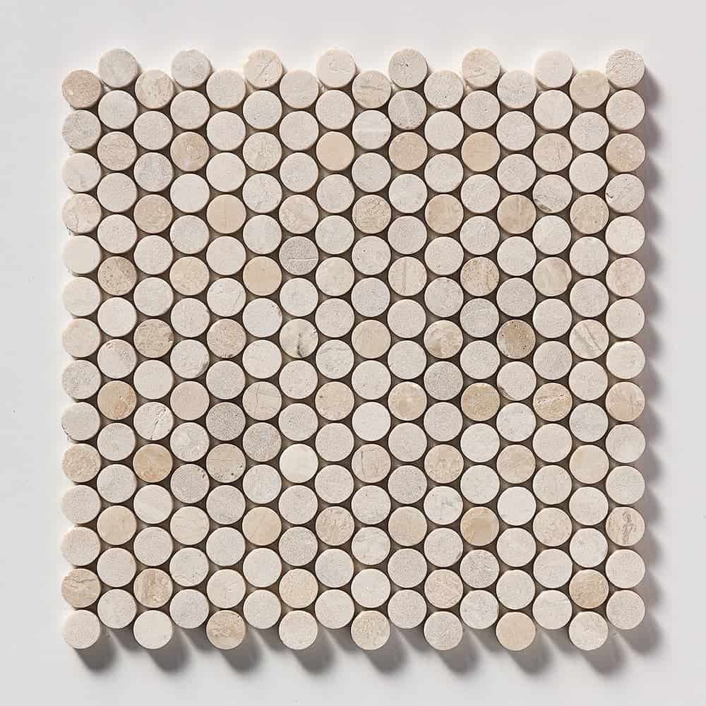 Marble Systems - Diana Royal Multi Finish Penny Round Marble Mosaic 11 1/4x11 3/4 - MS02171