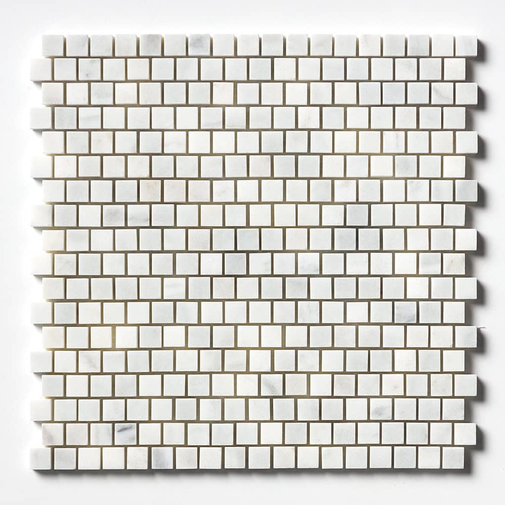 Marble Systems - Carrara Blend Honed Staggered Joint Marble Mosaic 12x12 - MS02245