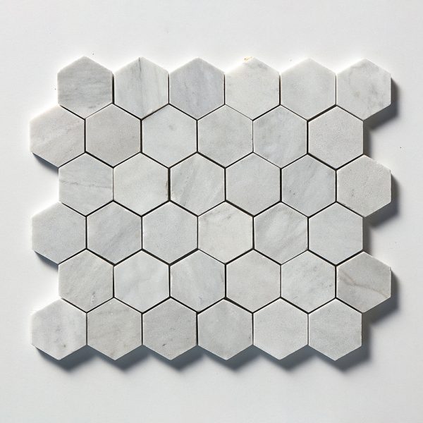 Marble Systems - Carrara Blend Honed Hexagon 2 Marble Mosaic 10 3/8x12 - MS02246