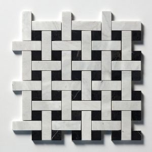 Marble Systems - Carrara Blend Honed Basket Weave 1x3 Marble Mosaic 12x12 - MS02248