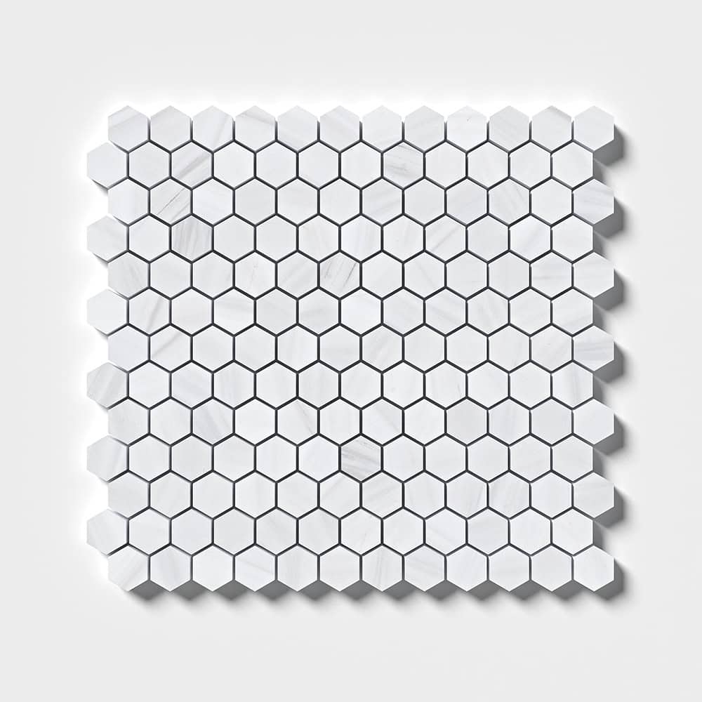 Marble Systems - Bianco Dolomiti Classic Honed Hexagon Marble Mosaic 11 5/8x12 3/8 - MS02289