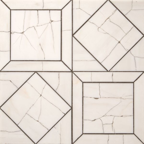 Marble Systems - Bianco Dolomiti Honed Palazzo Marble Mosaic 12x12 - MS60015