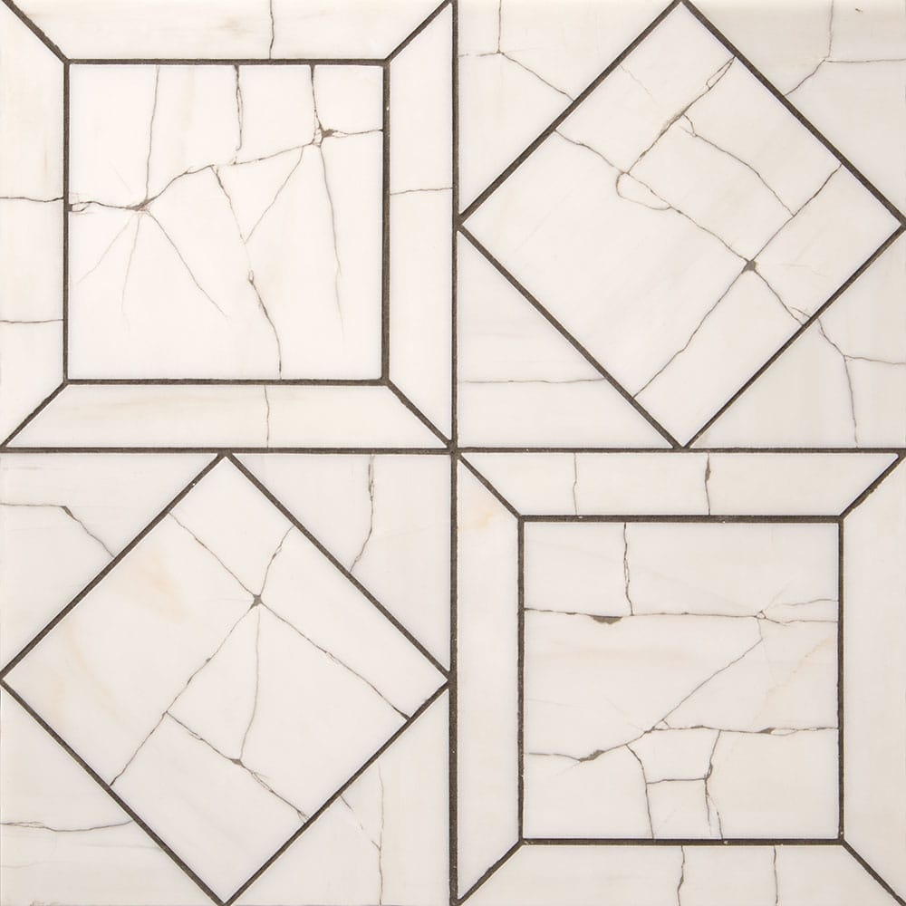 Marble Systems - Bianco Dolomiti Honed Palazzo Marble Mosaic 12x12 - MS60015