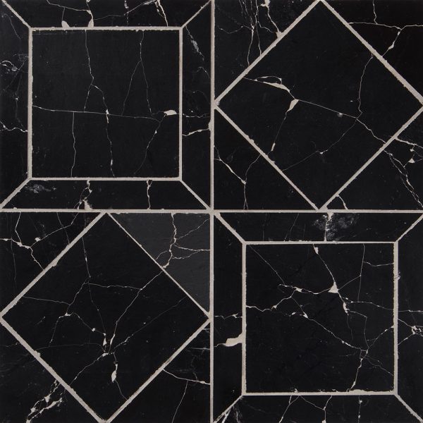 Marble Systems - Black Honed Palazzo Marble Mosaic 12x12 - MS60018