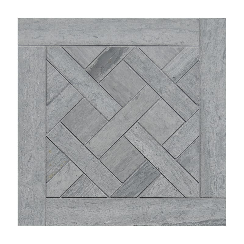 Marble Systems - Parquet De Chantilly Haisa Blue Honed Marble Waterjet Decos 8 1/2x8 1/2 - MS90276