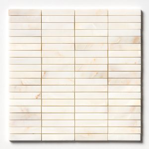 Marble Systems - Calacatta Amber Honed 5/8x3 Marble Mosaic 12x12 - MS90812