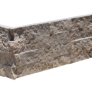 Noce Toros Travertine 6X18 Splitface Ledger Panel Corner #LPC23618SF - Icontile - LPC23618SF