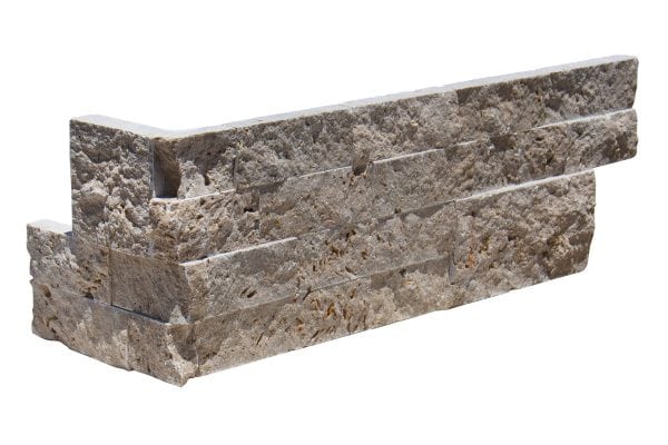 Noce Toros Travertine 6X18 Splitface Ledger Panel Corner #LPC23618SF - Icontile - LPC23618SF