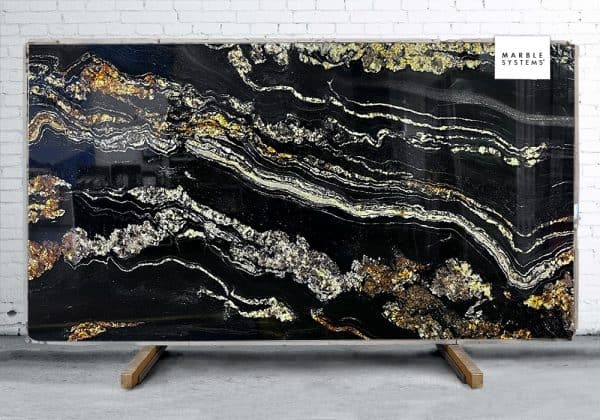 Marble Systems - Magma Black Polished Granite Slab Random 1 1/4 - SL90782