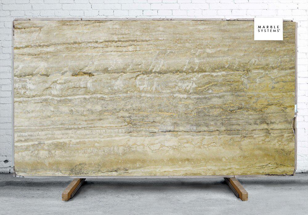 Marble Systems - Silver Rustic Vein Cut Polished Travertine Slab Random 3/4 - SL90799