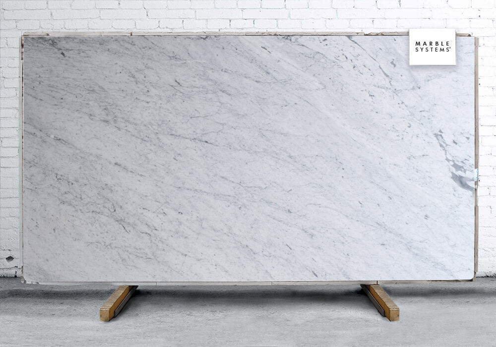 Marble Systems - Aqua Bianca Carrara Polished Marble Slab Random 1 1/4 - SL90818