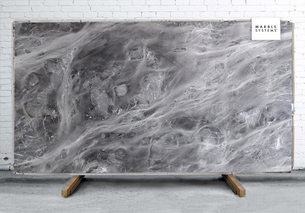 Marble Systems - Grigio Monet Polished Marble Slab Random 3/4 - SL91152