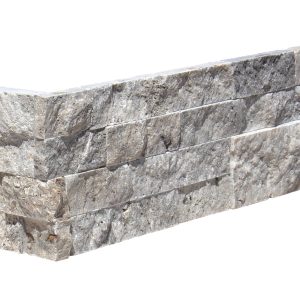 Silver Travertine 6X18 Splitface Ledger Panel Corner #LPC28618SF - Icontile - LPC28618SF