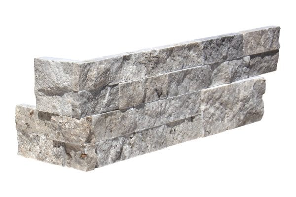 Silver Travertine 6X18 Splitface Ledger Panel Corner #LPC28618SF - Icontile - LPC28618SF