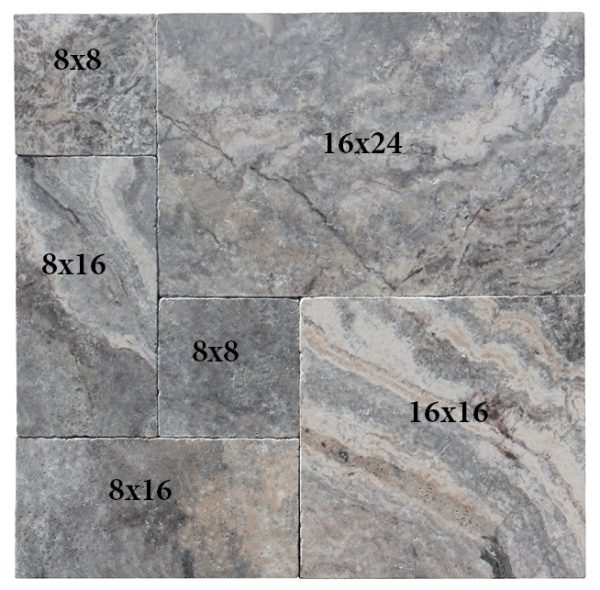 Silver Travertine French Pattern Tumbled Paver 3cm  - P283099 - Image 2