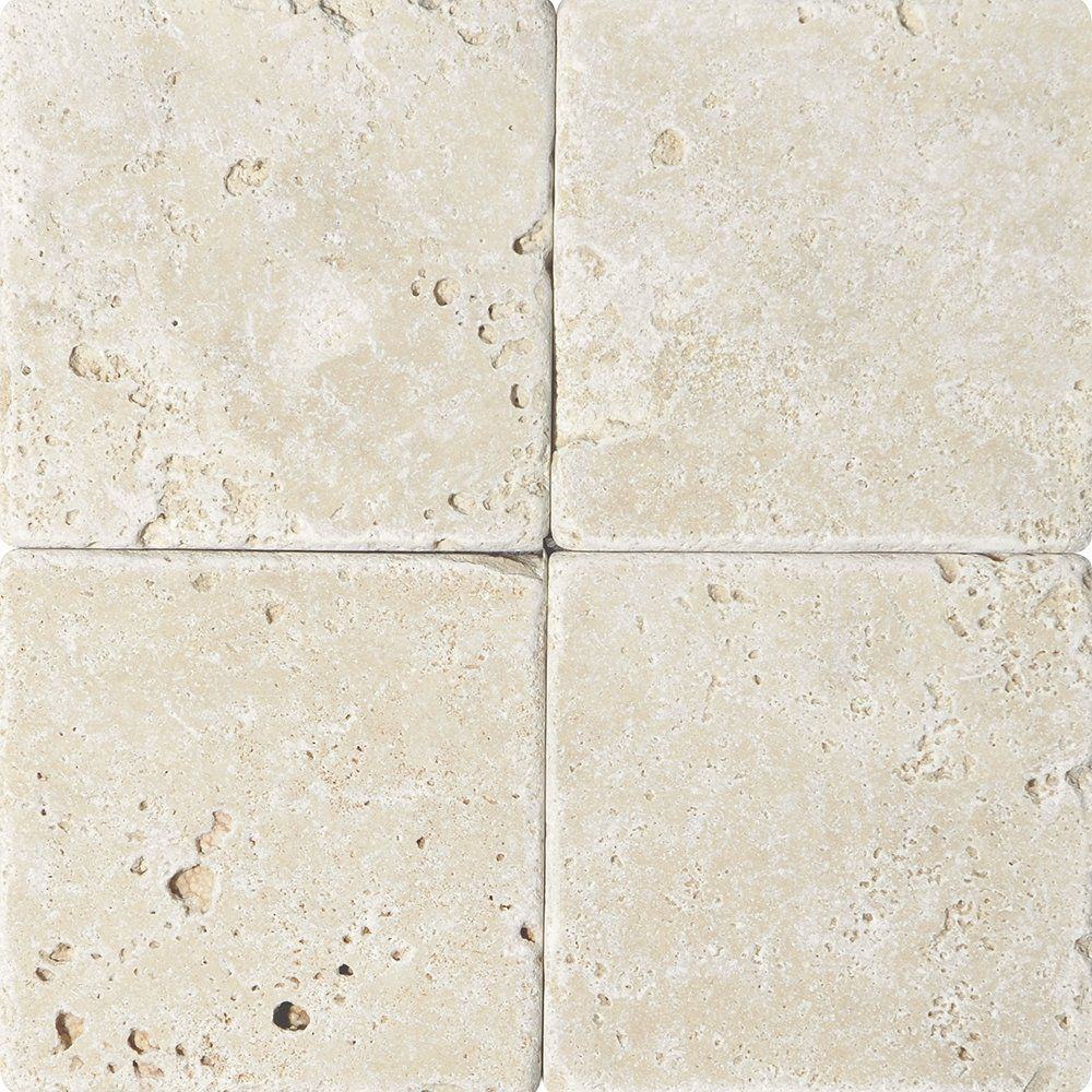 Marble Systems - Ivory Tumbled Travertine Tile 6x6 - TL10369