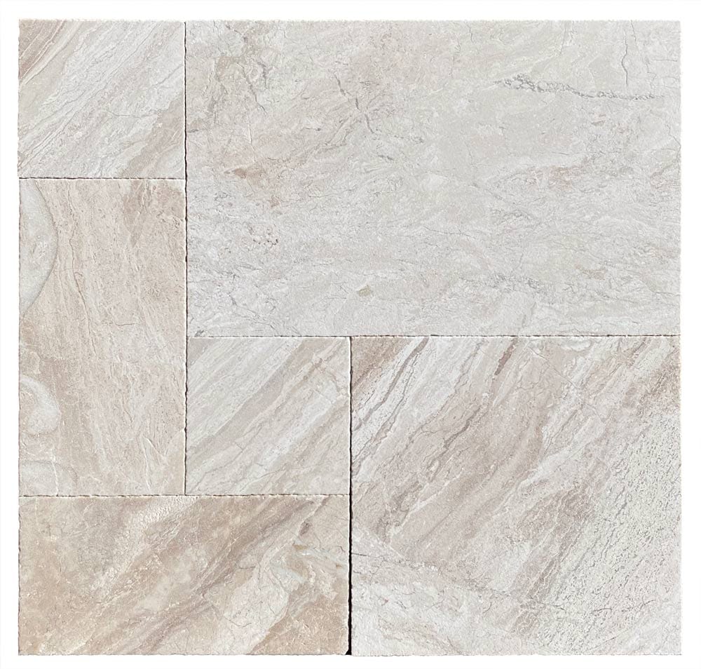 Verona Marble French Pattern Leather Finish (Sandblasted & Brushed) Paver 3cm - Icontile - P11830