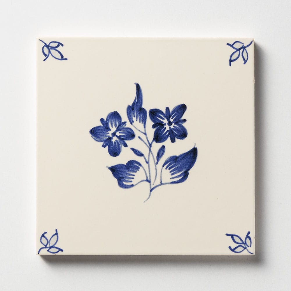 Marble Systems - 238b Garden Flowers Blue Glazed Ceramic Tile 6x6 - WLV20313