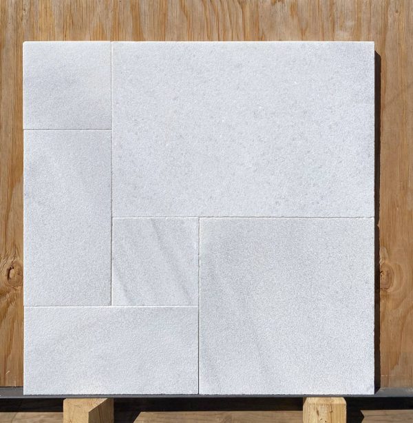 White Marble French Pattern Leathered Paver 3cm  - P11730 - Image 2