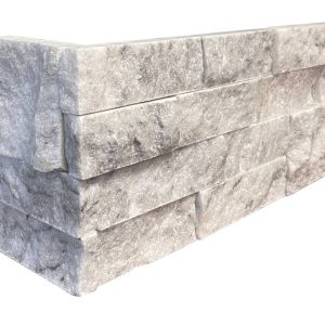 Carrara White Marble Split Face 6 x 18 Ledger Panel Corner  #LPC59618SF - Icontile - LPC59618SF