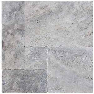 Silver Travertine French Pattern Tumbled Tiles - Icontile - 283099