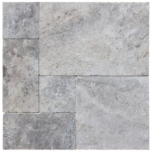 Silver Travertine French Pattern Tumbled Tiles - Icontile - 283099