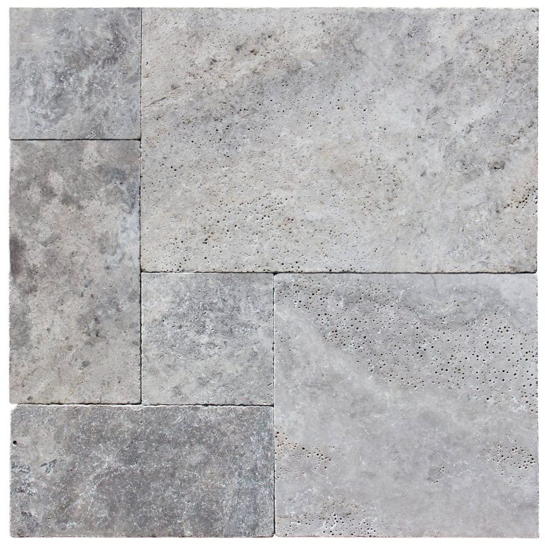 Silver Travertine French Pattern Tumbled Tiles - Icontile - 283099