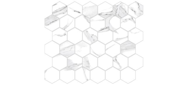 MOSAIC CALACATTA (HEXAGON) WHITE - POLISHED - 2x2