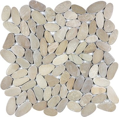 RIVER PEBBLES FLAT CUT TAUPE BLEND MOSAIC