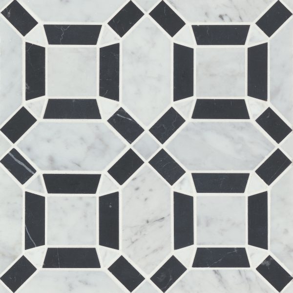 Matisse Mosaic 1 Marble Blend in White Carrara & Nero Marquina - 100001356