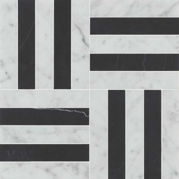 Matisse Mosaic 2 Marble Blend in White Carrara & Nero Marquina - 100001367