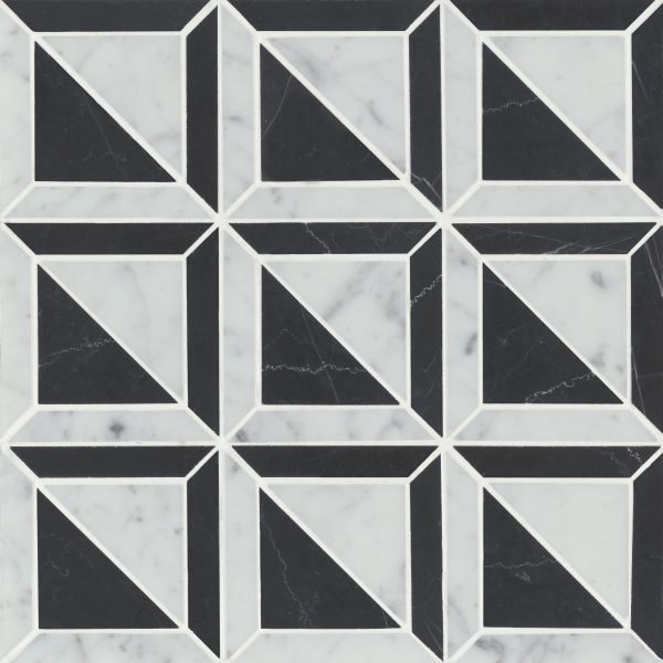 Matisse Mosaic 3 Marble Blend in White Carrara & Nero Marquina - 100001372