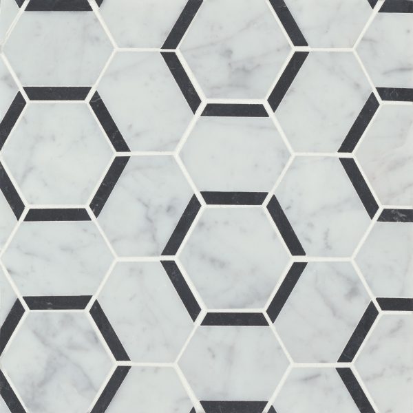 Matisse Mosaic 4 Marble Blend in White Carrara & Nero Marquina - 100001375