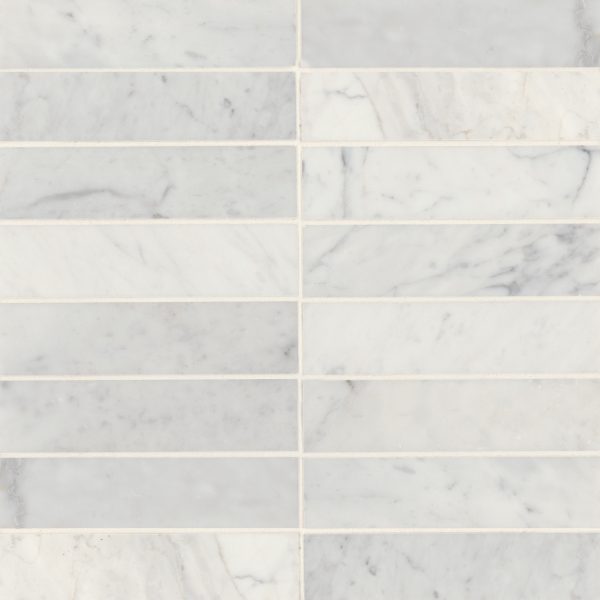 Monet 2  x 8  Honed Marble Decorative Tile in White Carrara - 100001379