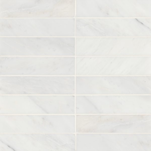 Monet 2  x 8  Honed Marble Decorative Tile in Oriental White - 100001380