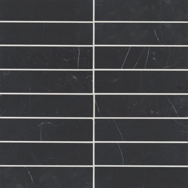 Monet 2  x 8  Honed Marble Decorative Tile in Nero Marquina - 100001381