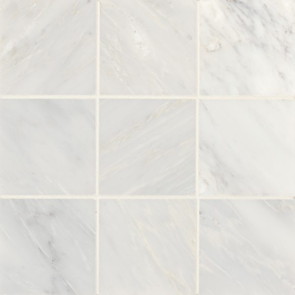 Monet 4  x 4  Honed Marble Decorative Tile in Oriental White - 100001386